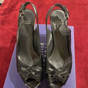 Stuart Weitzman Black Peep Toe Heels